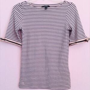 Lauren Ralph Lauren pink striped cotton elastane blouse size medium